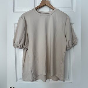 Nordstrom rack Short Sleeve Blouse beige tan NWT w/ defect size M